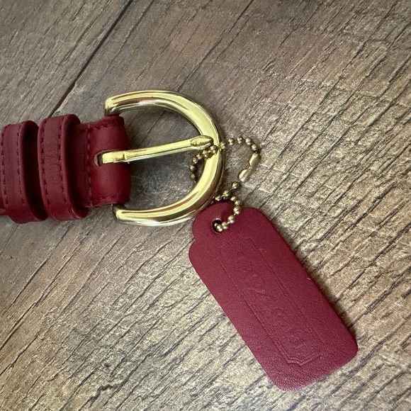 Coach Vintage Red Leather Belt Gold Brass Buckle Large NWT - Picture 2 of 10